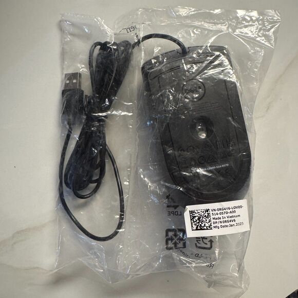 NEW Dell ORG4V6 Scroll Wheel USB 2 Button Standard Optical Mouse Black - Picture 3 of 4